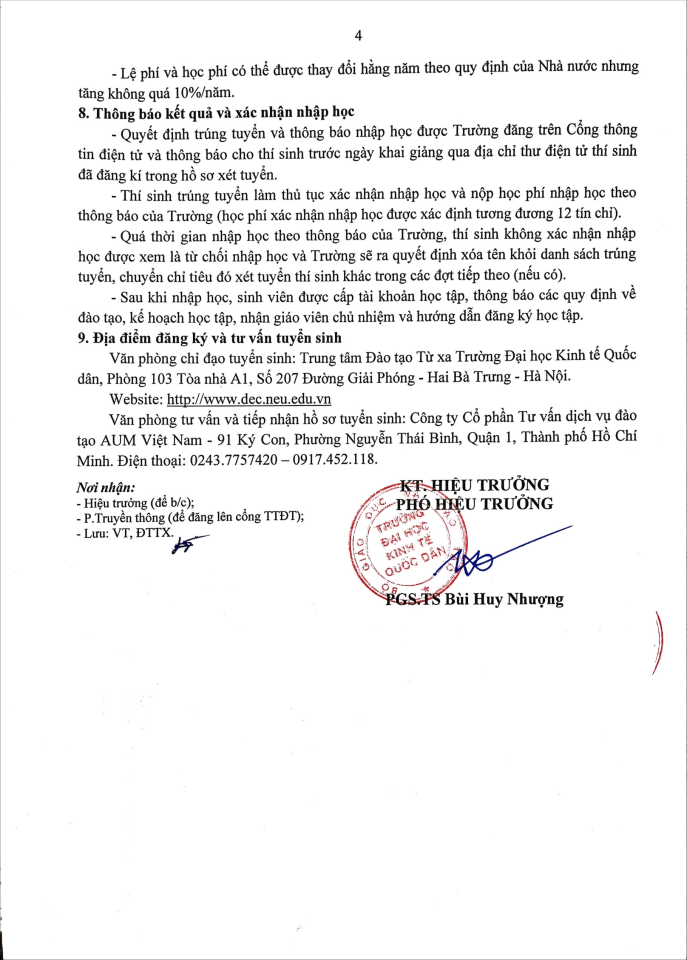 THÔNG BÁO TUYỂN SINH ĐÀO TẠO TỪ XA TRÌNH ĐỘ ĐẠI HỌC NEU-ELEARNING NĂM 2024 CỦA TRƯỜNG ĐẠI HỌC KINH TẾ QUỐC DÂN KHU VỰC MIỀN NAM TẠI TP HỒ CHÍ MINH (ĐỢT 4)