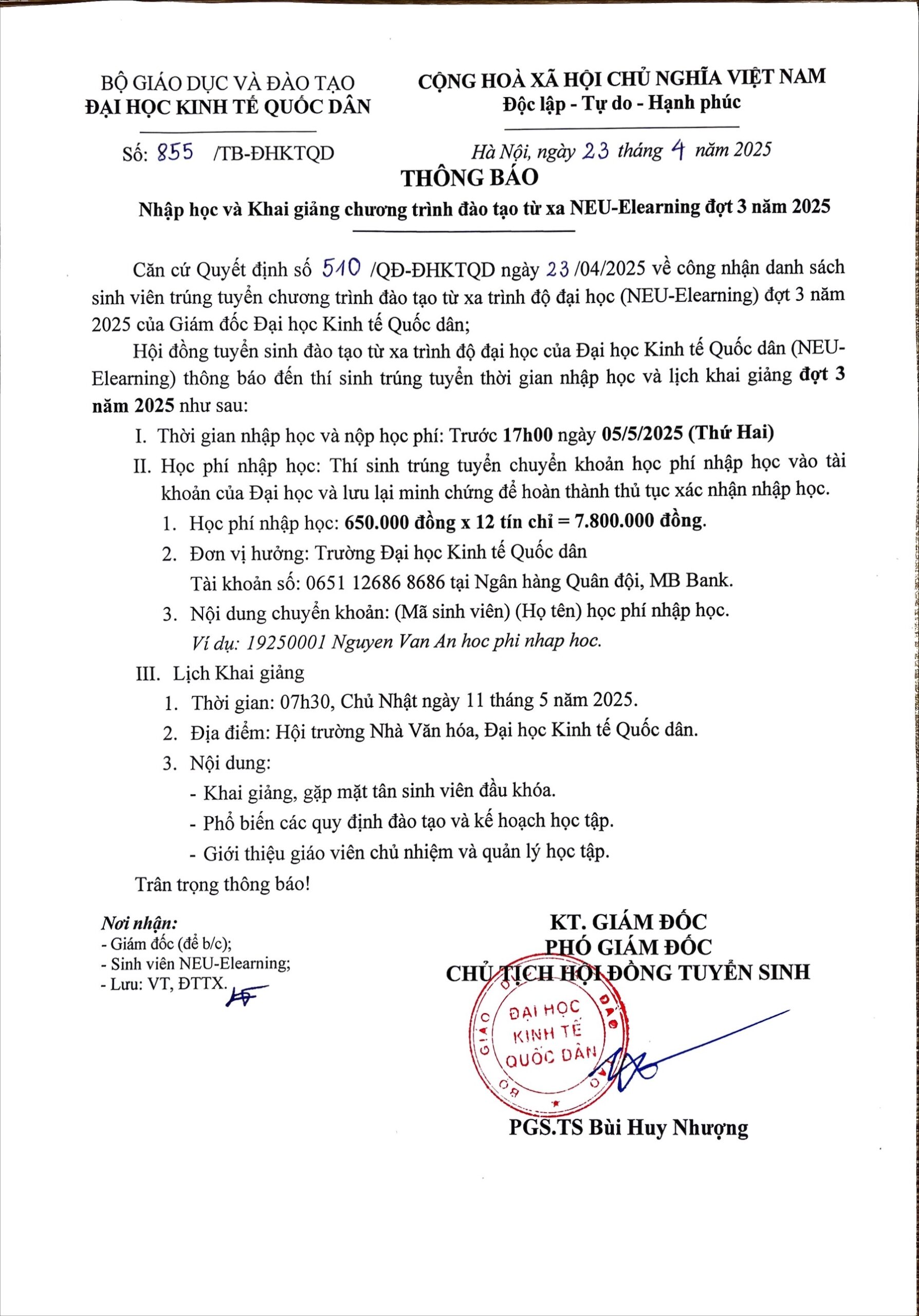 TB nhap hoc va khai giang d3.2025